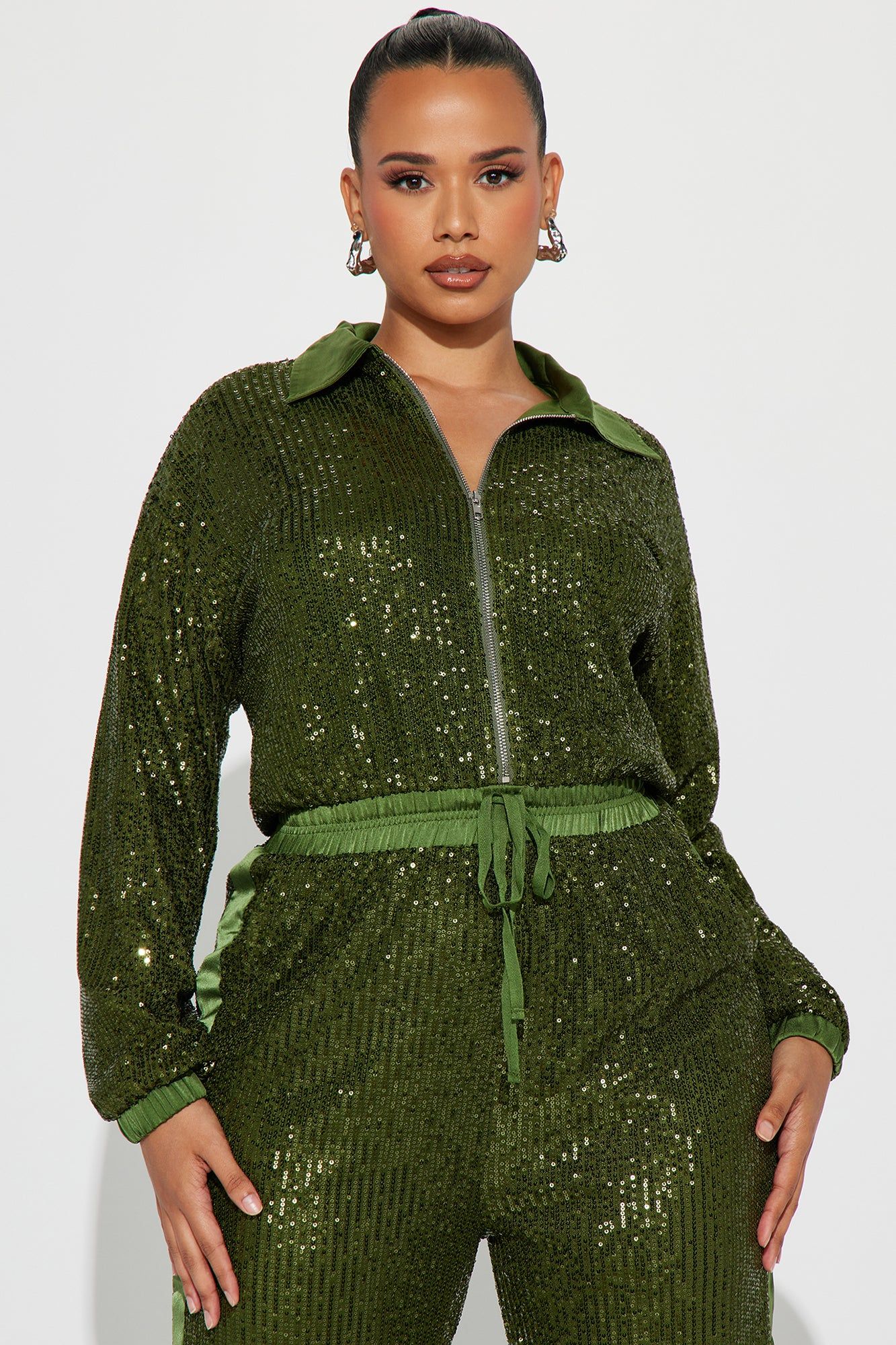 Only Your Sparkle Sequin Jumpsuit - Olive sold by Fashion Nova product image thumbnail 5