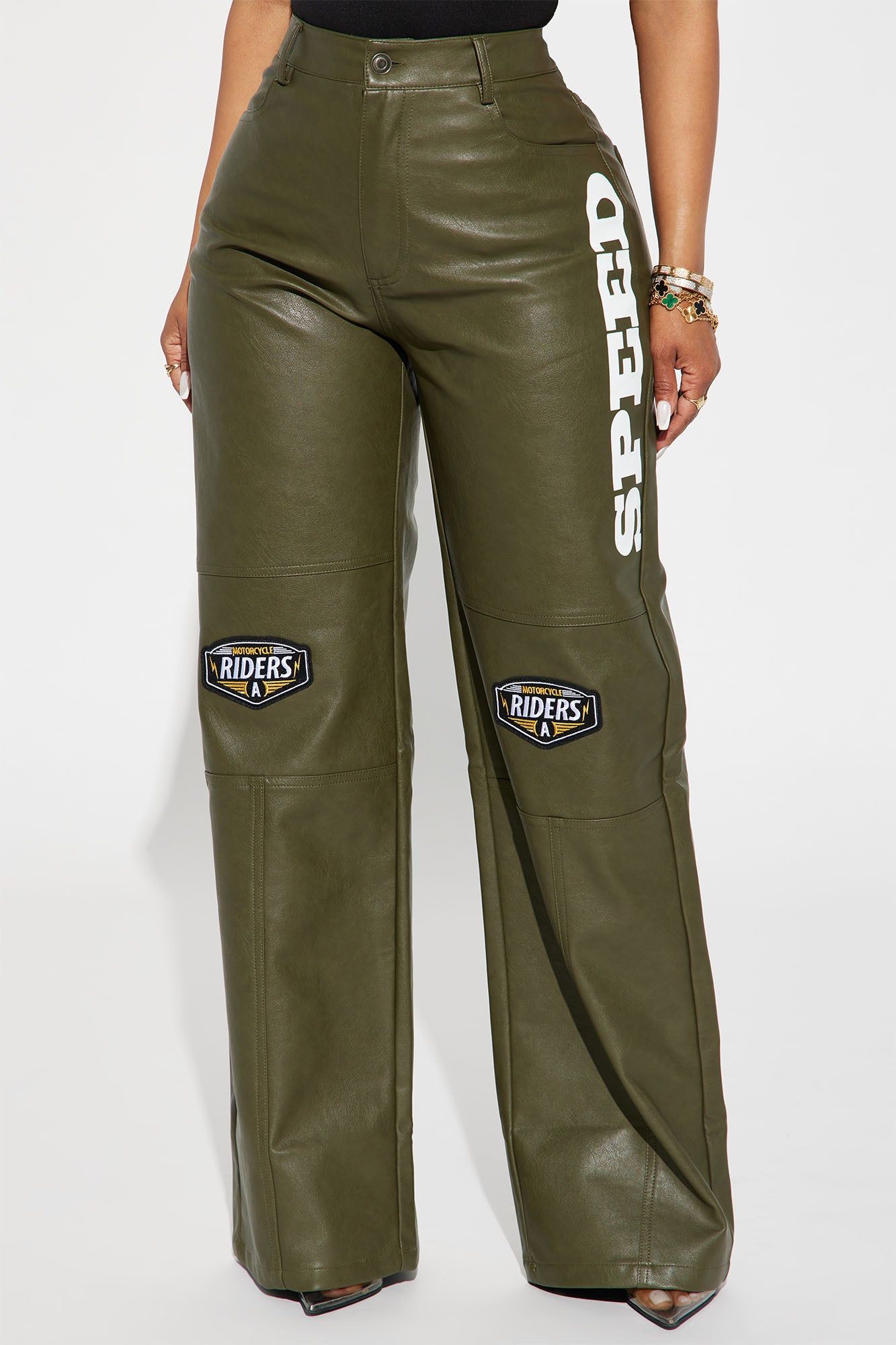 Motorcycle Riders Faux Leather Pant - Olive sold by Fashion Nova product image thumbnail 2