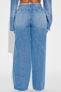 It's Just Business Cut Off Waistband Baggy Jeans - Medium Wash sold by Fashion Nova