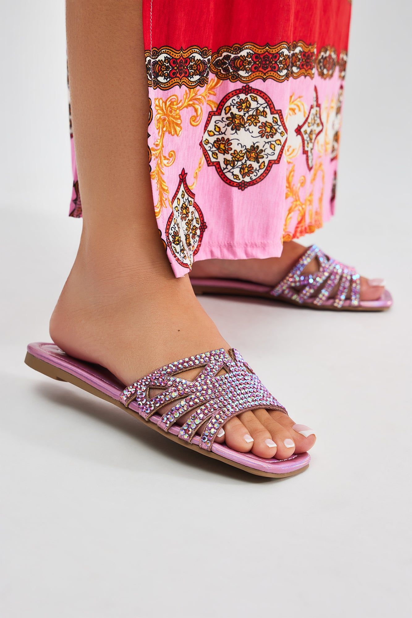 Flourishing Embellished Flat Sandals - Pink sold by Fashion Nova product image thumbnail 2