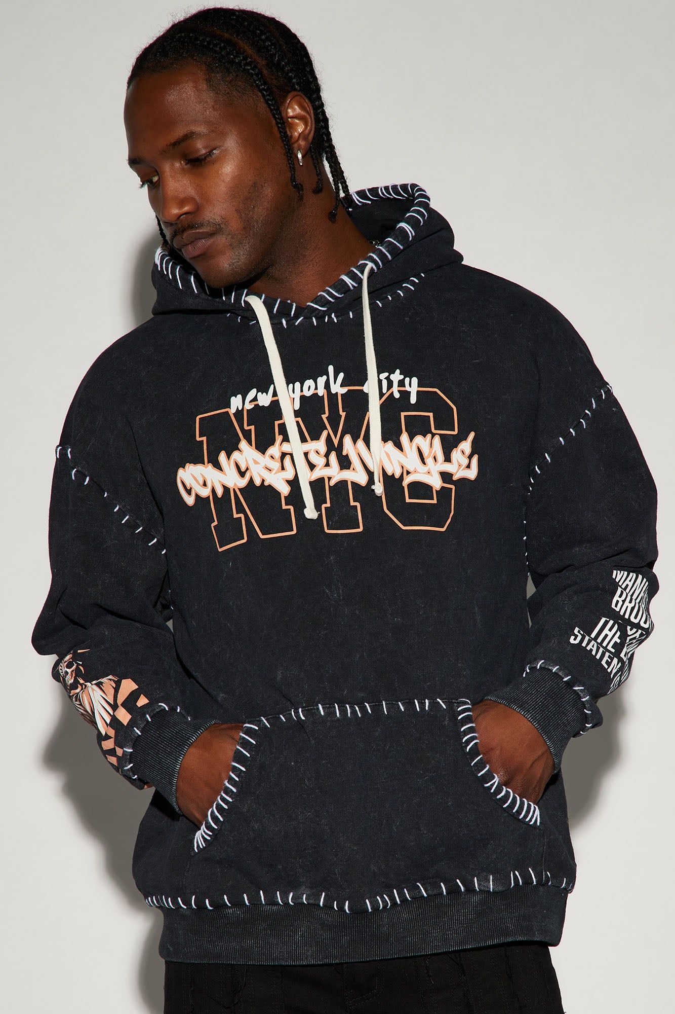 NYC Concrete Jungle Oversized Hoodie - Black sold by Fashion Nova