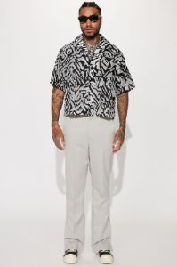 Zuma Mesh Cropped Button Up Shirt - Black/combo sold by Fashion Nova