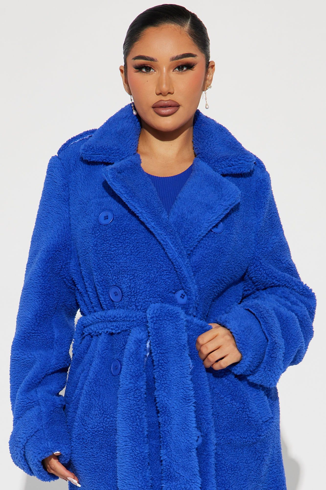 Treat Yourself Sherpa Coat - Royal sold by Fashion Nova product image thumbnail 4