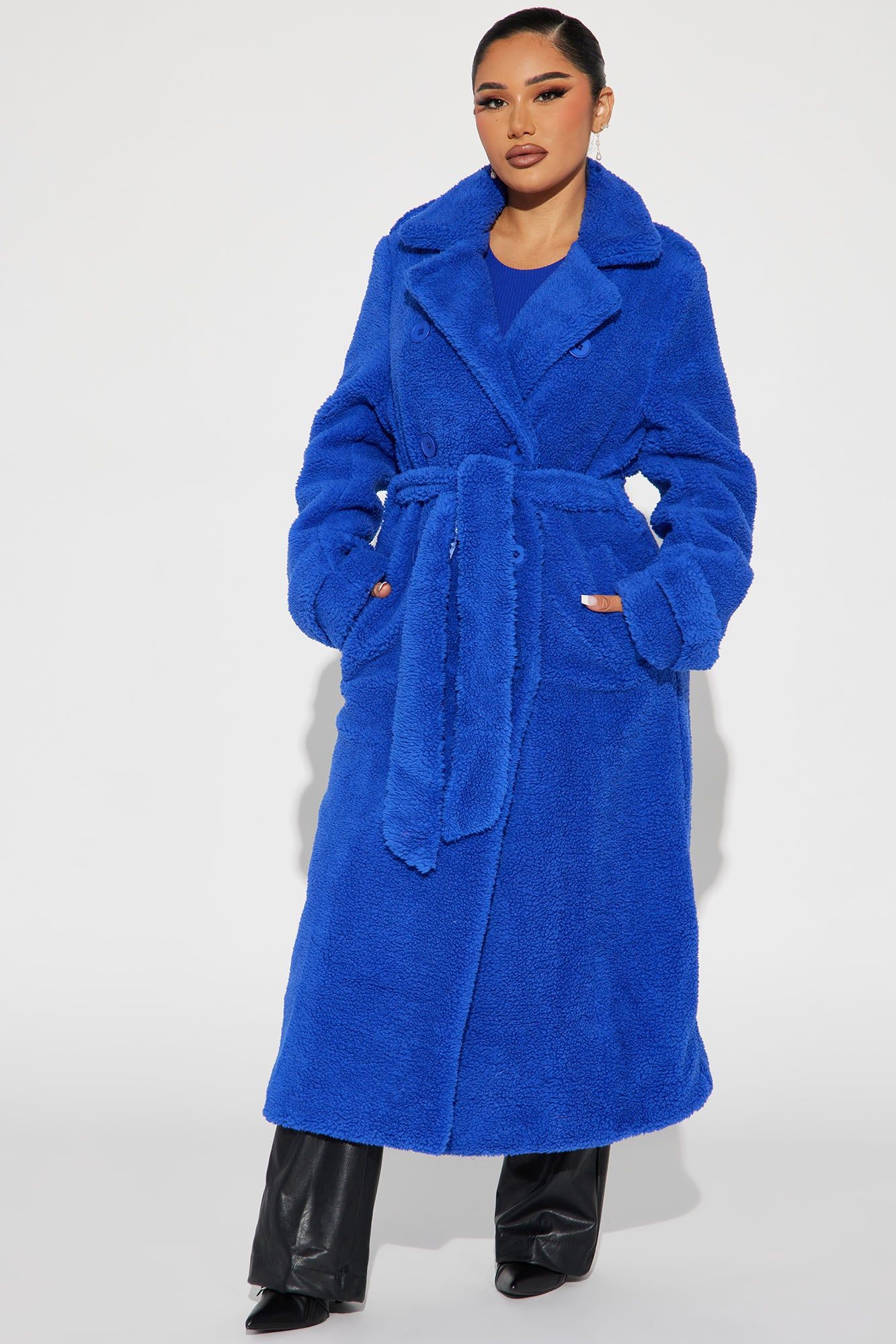 Treat Yourself Sherpa Coat - Royal sold by Fashion Nova product image thumbnail 3