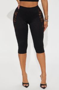 Beneath The Thorns Lace Capri Legging - Black sold by Fashion Nova