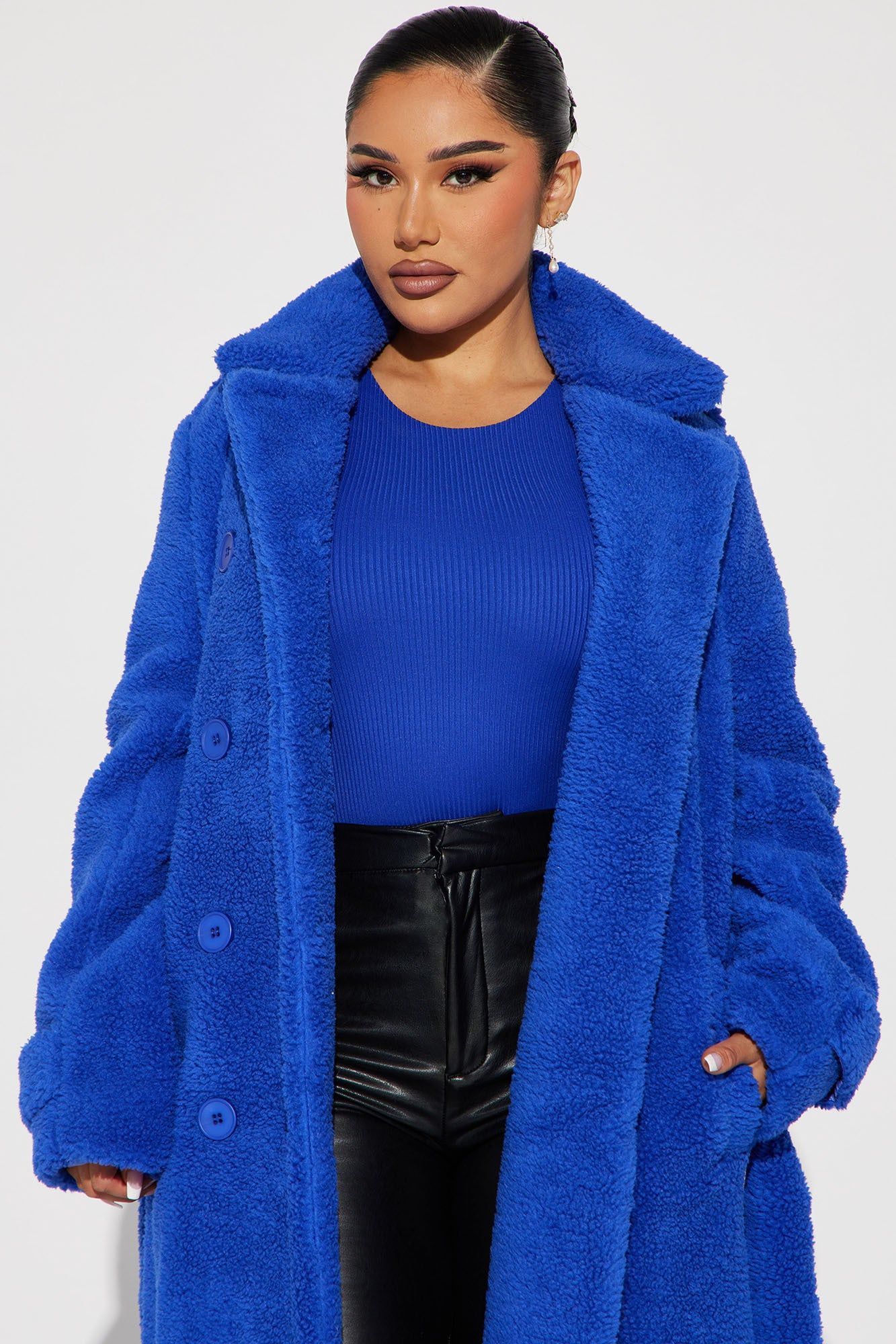 Treat Yourself Sherpa Coat - Royal sold by Fashion Nova product image thumbnail 2