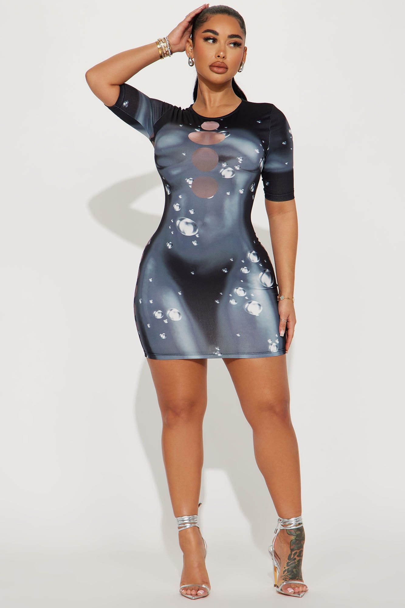 Drip Body Heat Mini Dress - Black/combo sold by Fashion Nova product image thumbnail 2