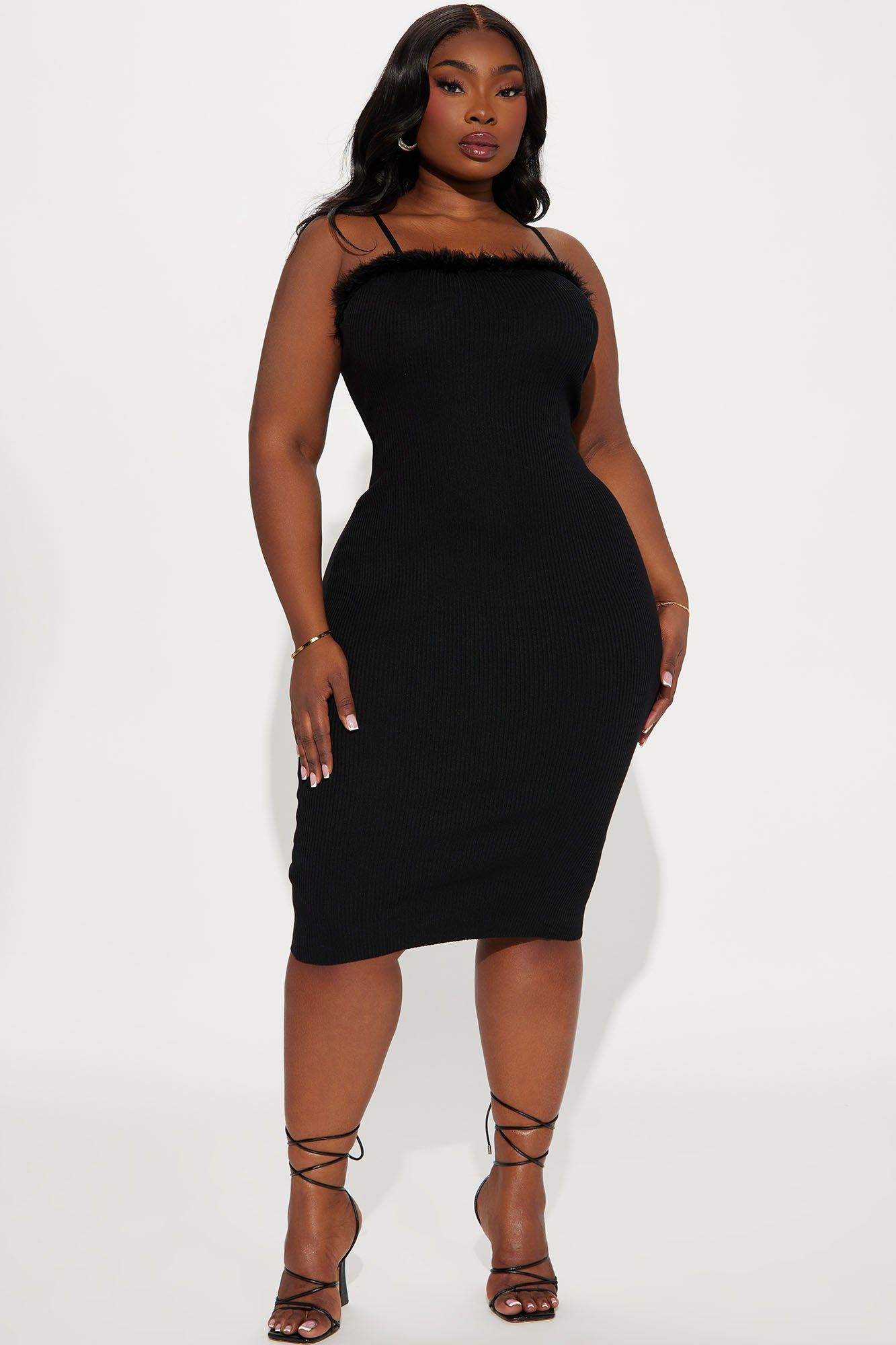 Tickle My Feathers Ribbed Midi Dress - Black sold by Fashion Nova product image thumbnail 4