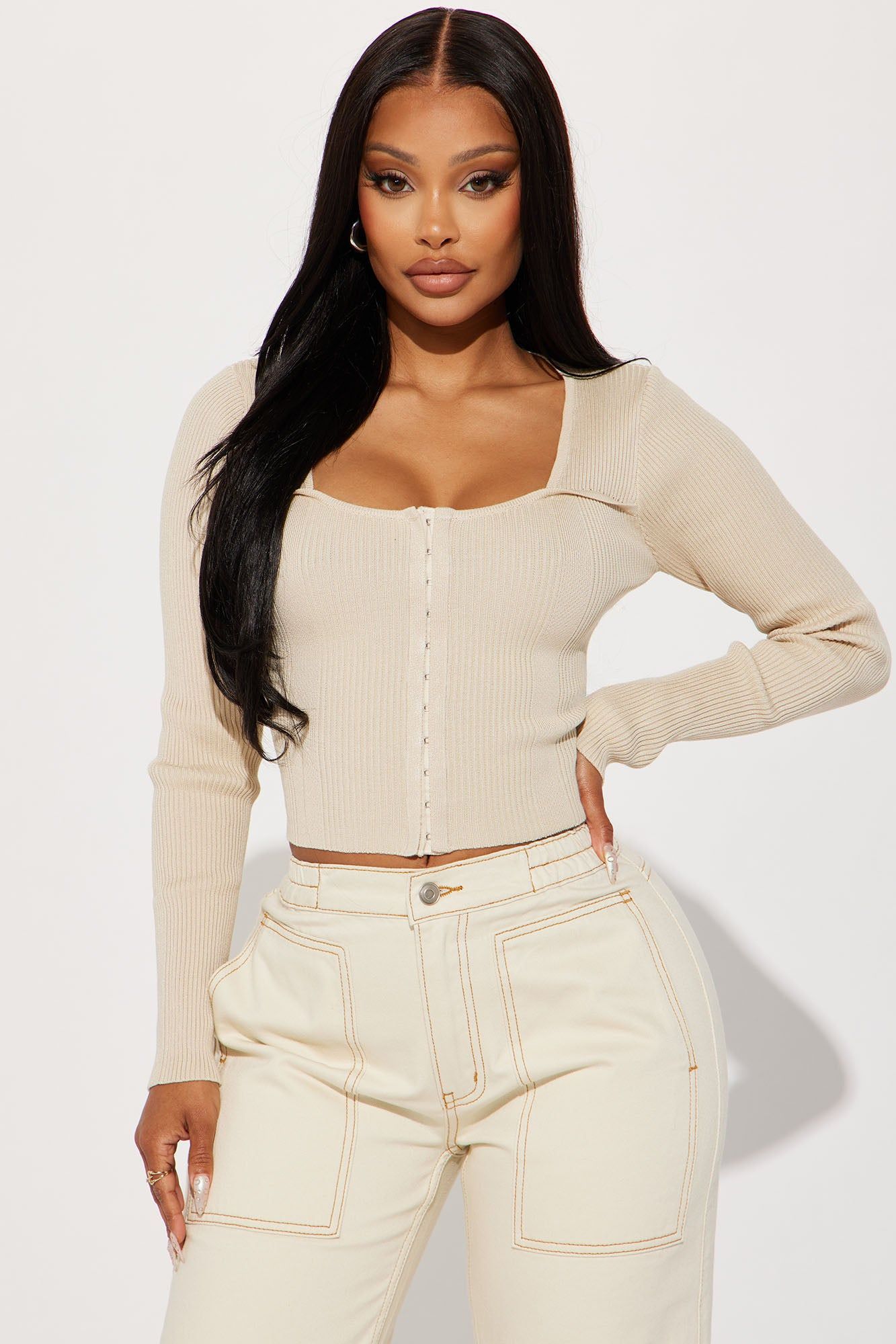 Sasha Sweater Top - Oatmeal sold by Fashion Nova
