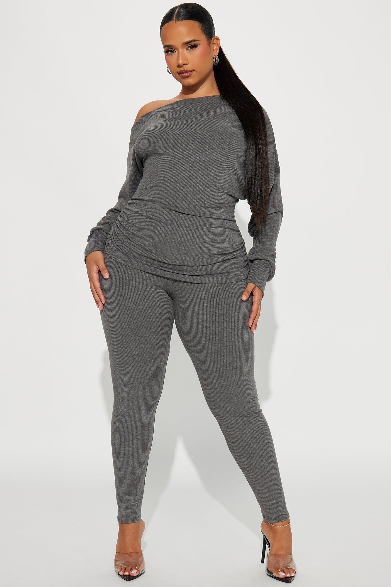 Taylor Off Shoulder Pant Set - Charcoal sold by Fashion Nova product image thumbnail 4