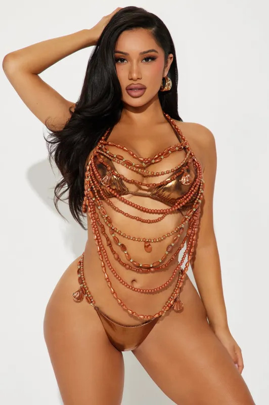 Seashell Treasures 3 Piece Bikini Set - Bronze sold by Fashion Nova