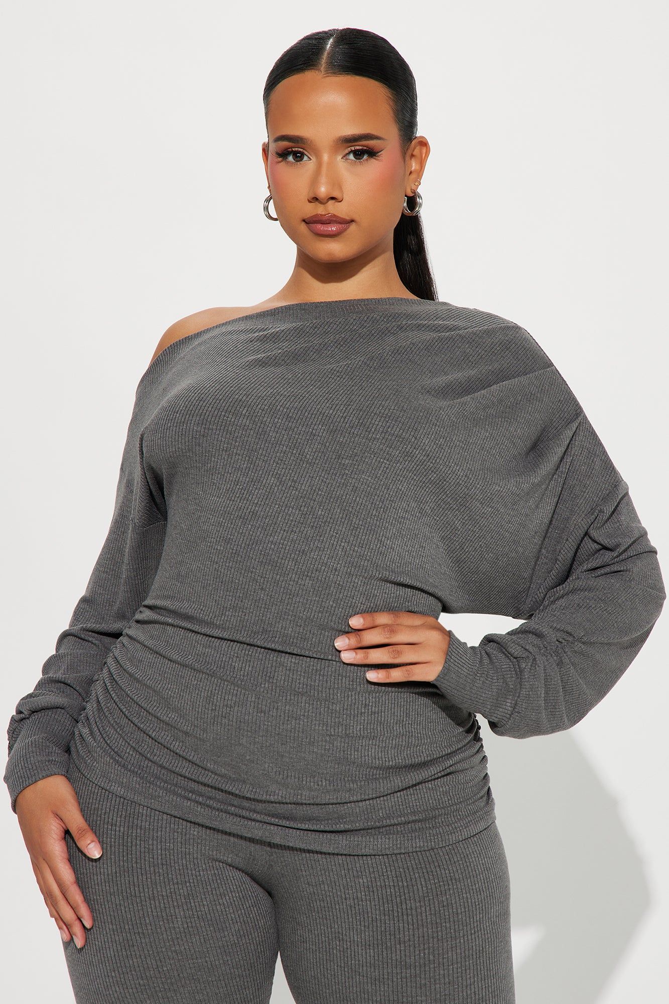 Taylor Off Shoulder Pant Set - Charcoal sold by Fashion Nova product image thumbnail 5