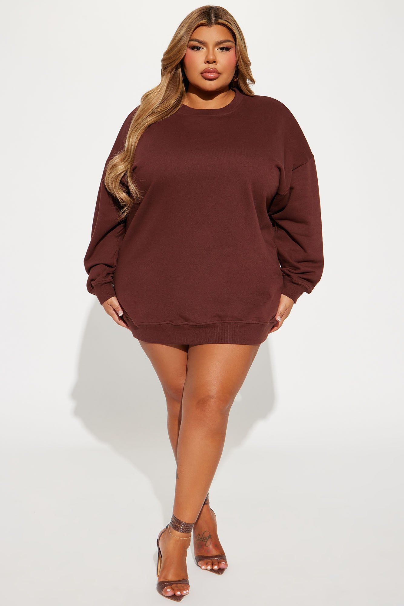 Don't Sweat It Sweater Mini Dress - Chocolate sold by Fashion Nova product image thumbnail 5
