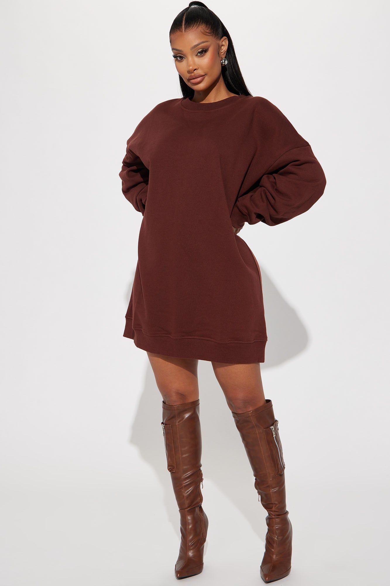 Don't Sweat It Sweater Mini Dress - Chocolate sold by Fashion Nova product image thumbnail 2