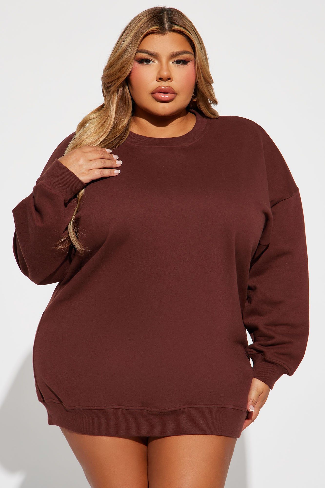 Don't Sweat It Sweater Mini Dress - Chocolate sold by Fashion Nova product image thumbnail 4