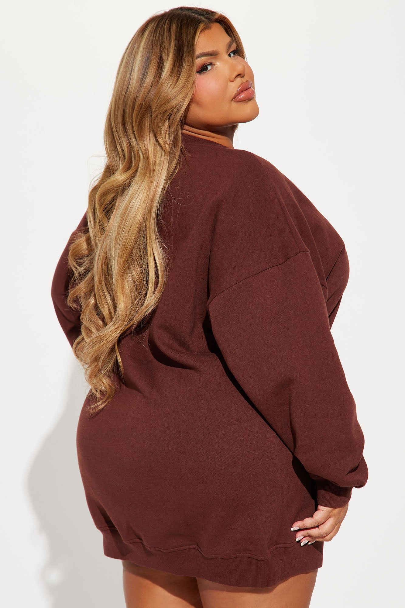 Don't Sweat It Sweater Mini Dress - Chocolate sold by Fashion Nova product image thumbnail 6