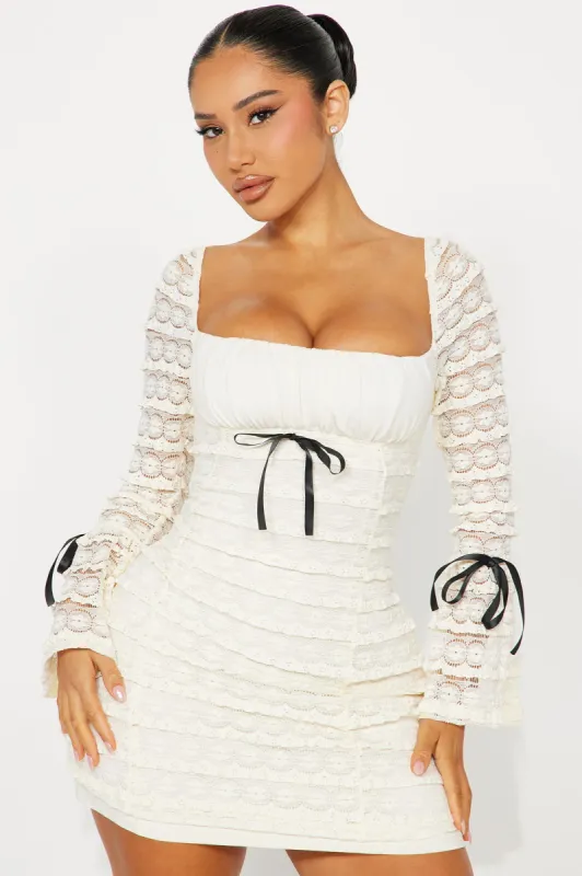 Espresso Lace Mini Dress - Ivory sold by Fashion Nova