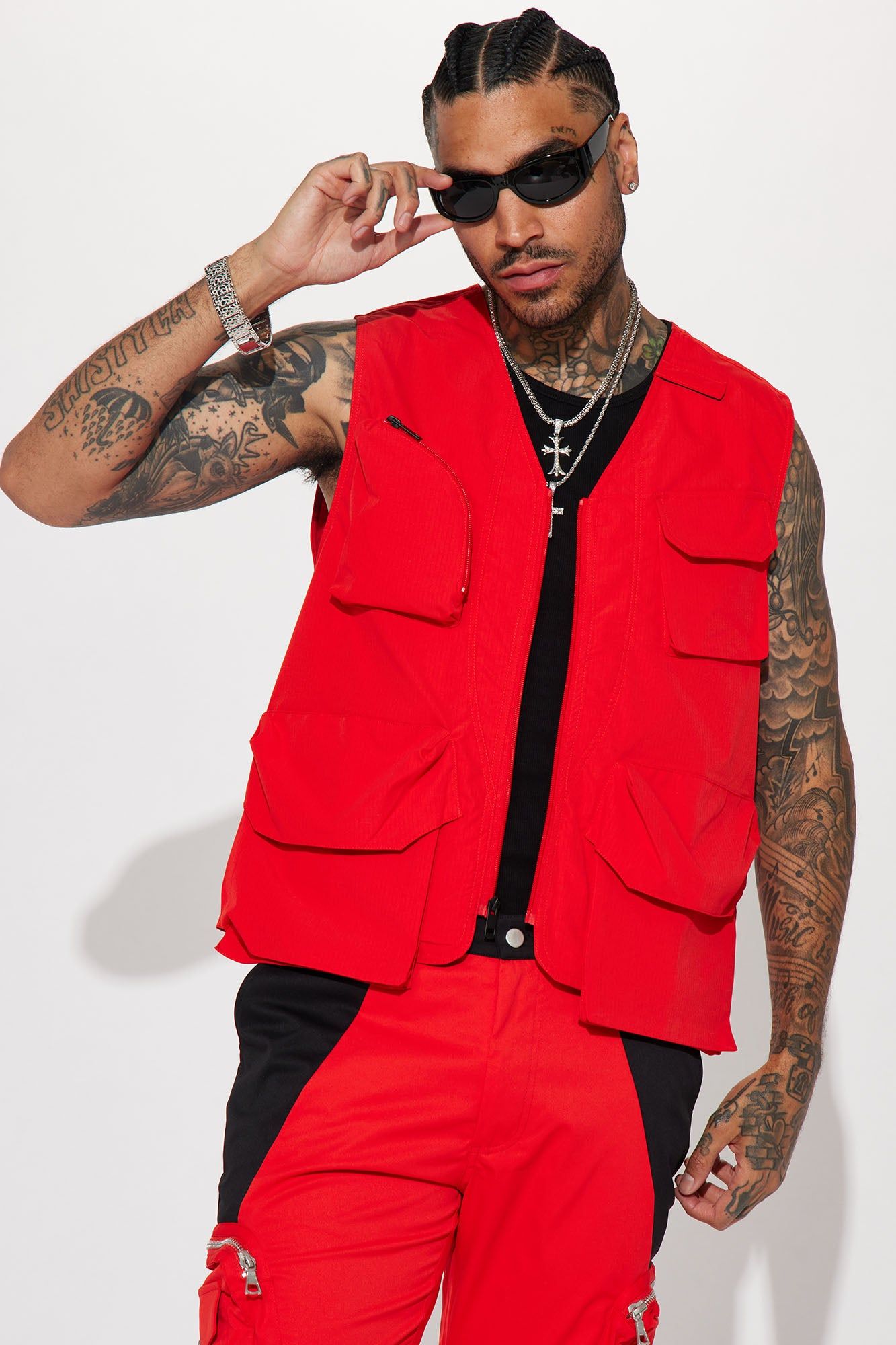 Hard To Miss Ripstop Tactical Cargo Vest - Red sold by Fashion Nova