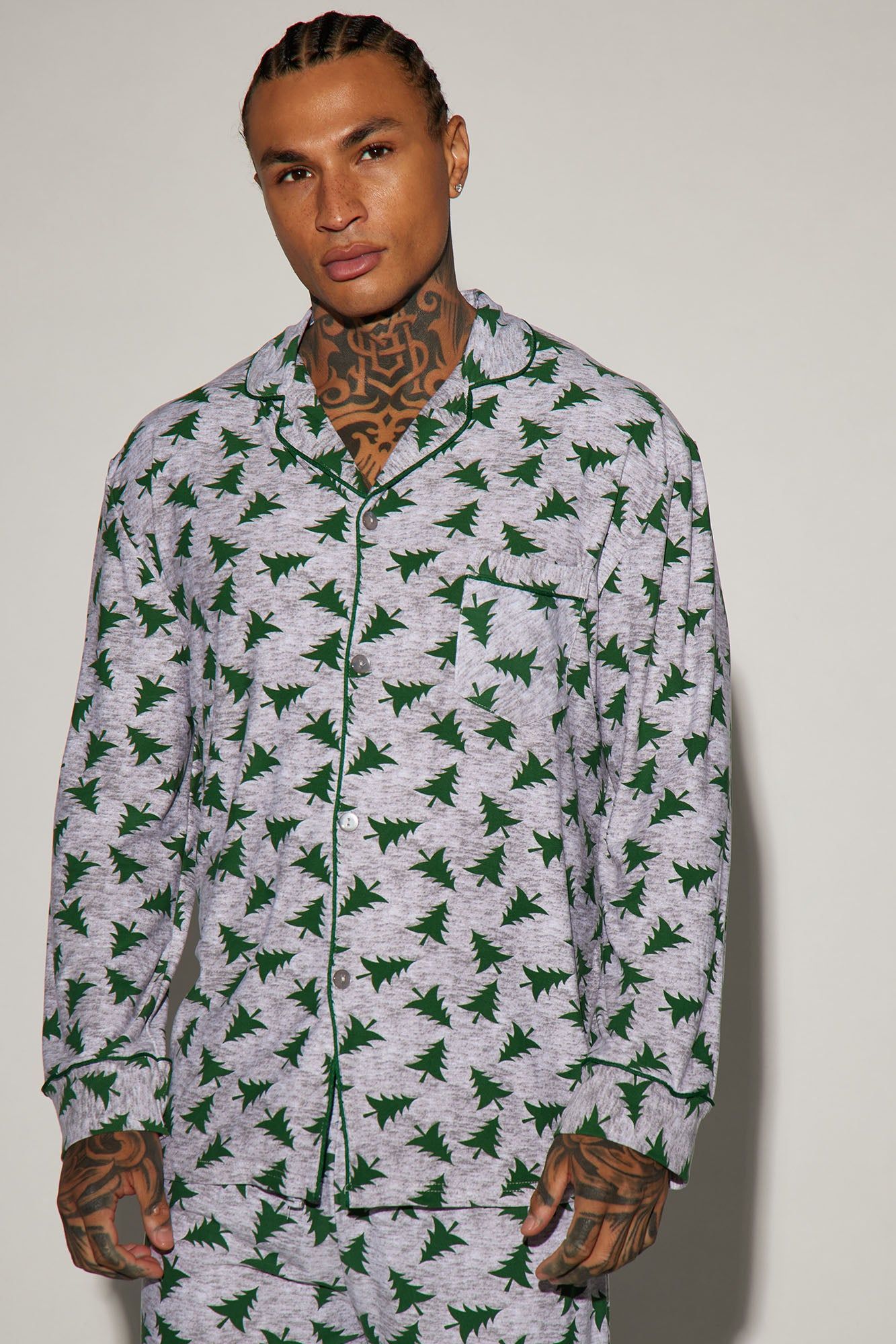 Under The Christmas Tree Holiday PJ Set - Grey sold by Fashion Nova product image thumbnail 3