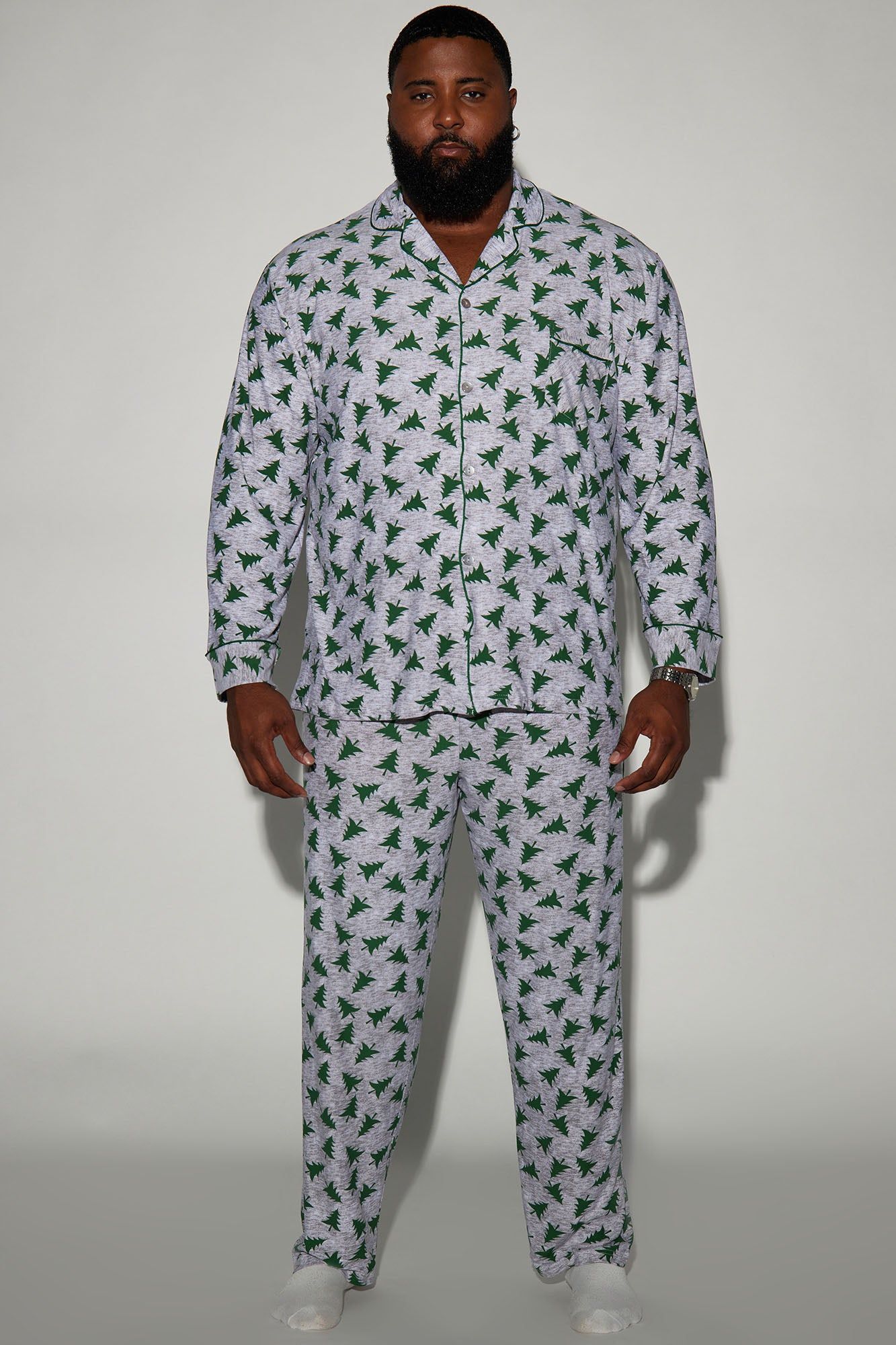 Under The Christmas Tree Holiday PJ Set - Grey sold by Fashion Nova product image thumbnail 4