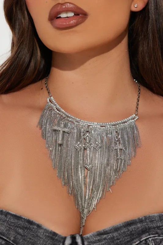 Worth It Cross Necklace - Silver sold by Fashion Nova