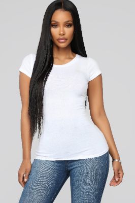 Lily Crew Neck Top - White sold by Fashion Nova