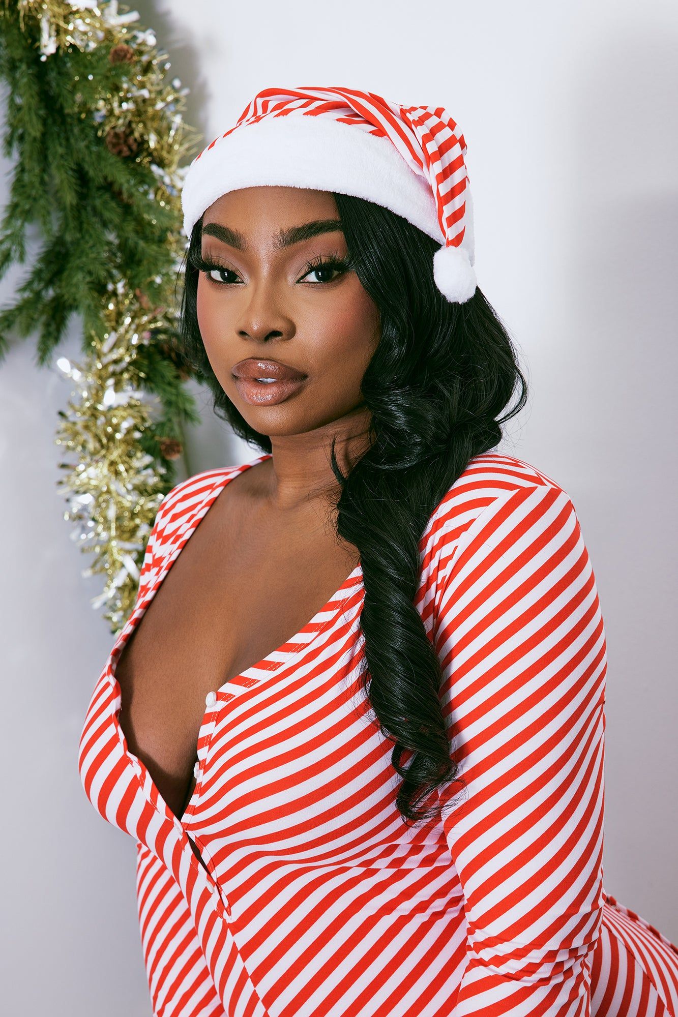 Holiday Cheer 2 Piece PJ Jumpsuit Onesie Set - Red/White sold by Fashion Nova product image thumbnail 4