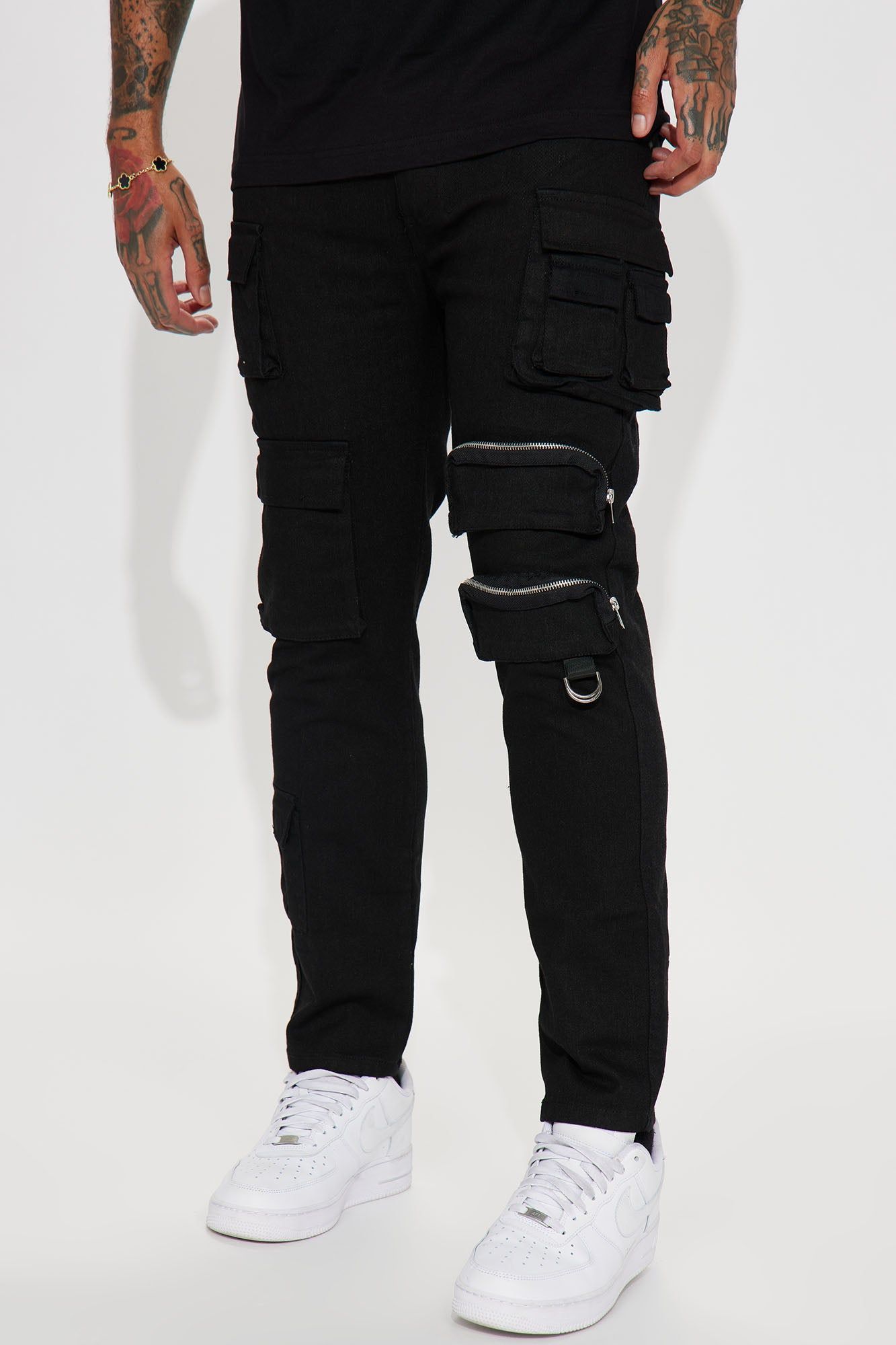 More Than One Cargo Pocket Straight Jeans - Black sold by Fashion Nova