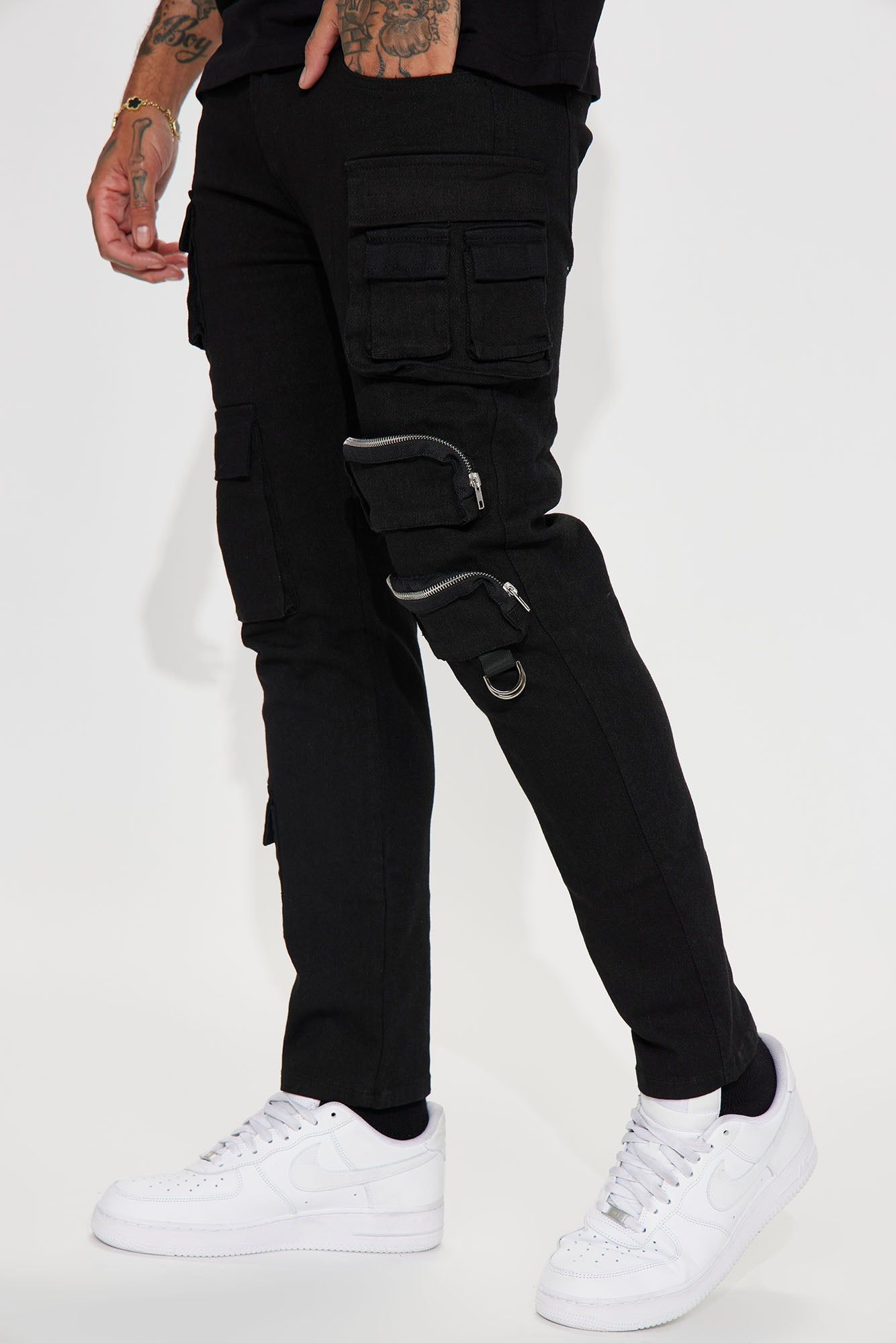 More Than One Cargo Pocket Straight Jeans - Black sold by Fashion Nova product image thumbnail 5