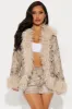 She's Fabulous Fur Trim Faux Suede Skirt Set - Taupe/combo sold by Fashion Nova
