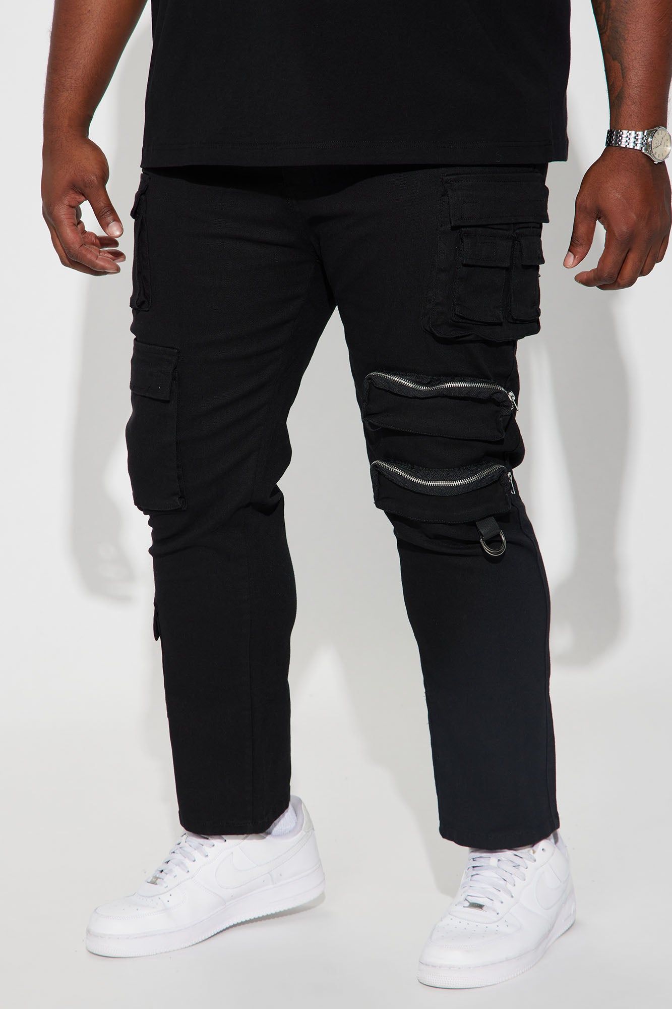 More Than One Cargo Pocket Straight Jeans - Black sold by Fashion Nova product image thumbnail 2