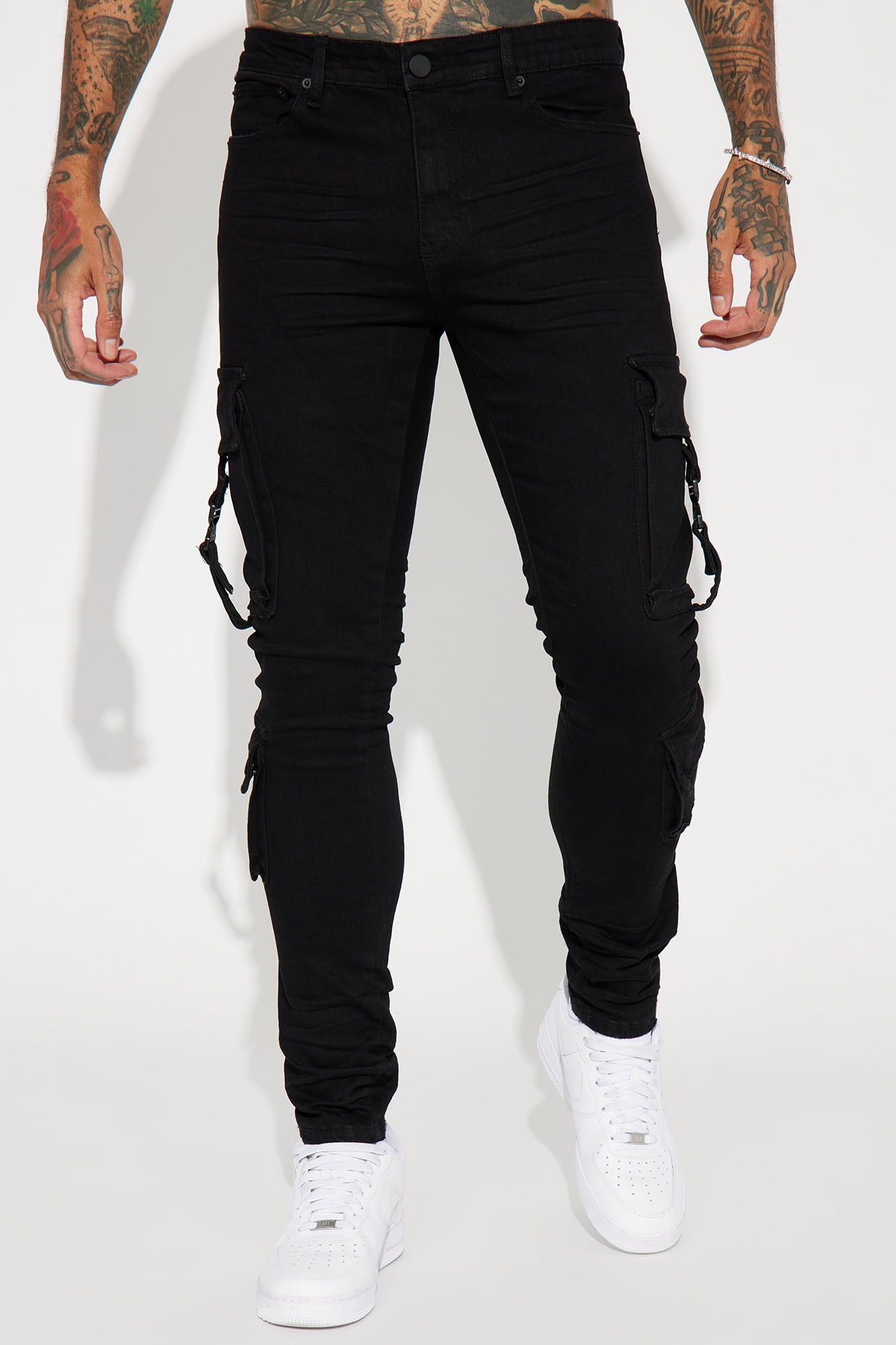 Hold On Cargo Stacked Skinny Jeans - Black sold by Fashion Nova product image thumbnail 5