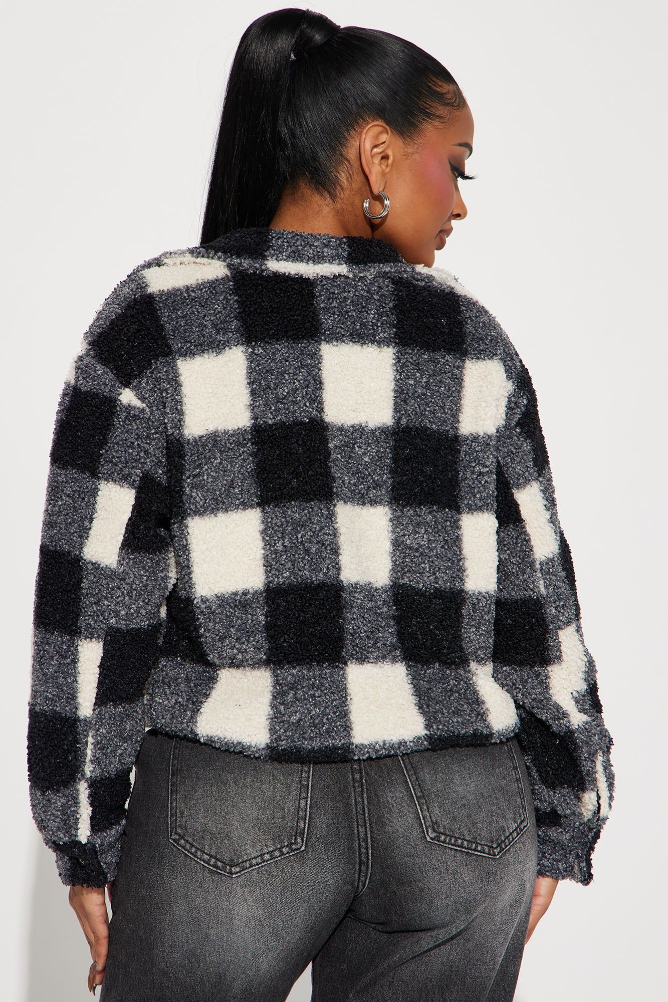 By My Side Sherpa Shacket - Cream/combo sold by Fashion Nova product image thumbnail 3