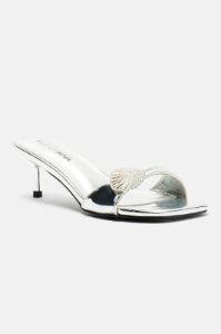 Bombshell Heeled Mules - Silver sold by Fashion Nova