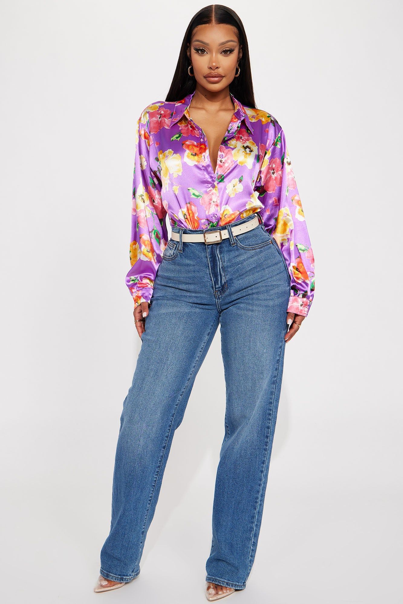 Growing Daily Satin Shirt - Purple sold by Fashion Nova product image thumbnail 2