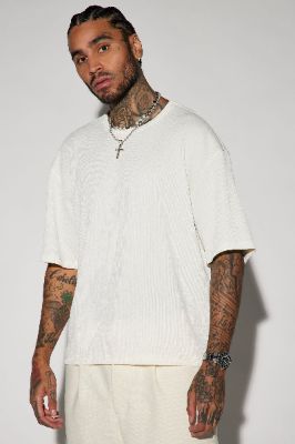 Thayer Textured Boxy Short Sleeve Tee - Off White sold by Fashion Nova