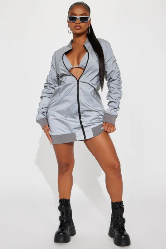 Feeling Myself Reflective Mini Dress Set - Silver sold by Fashion Nova