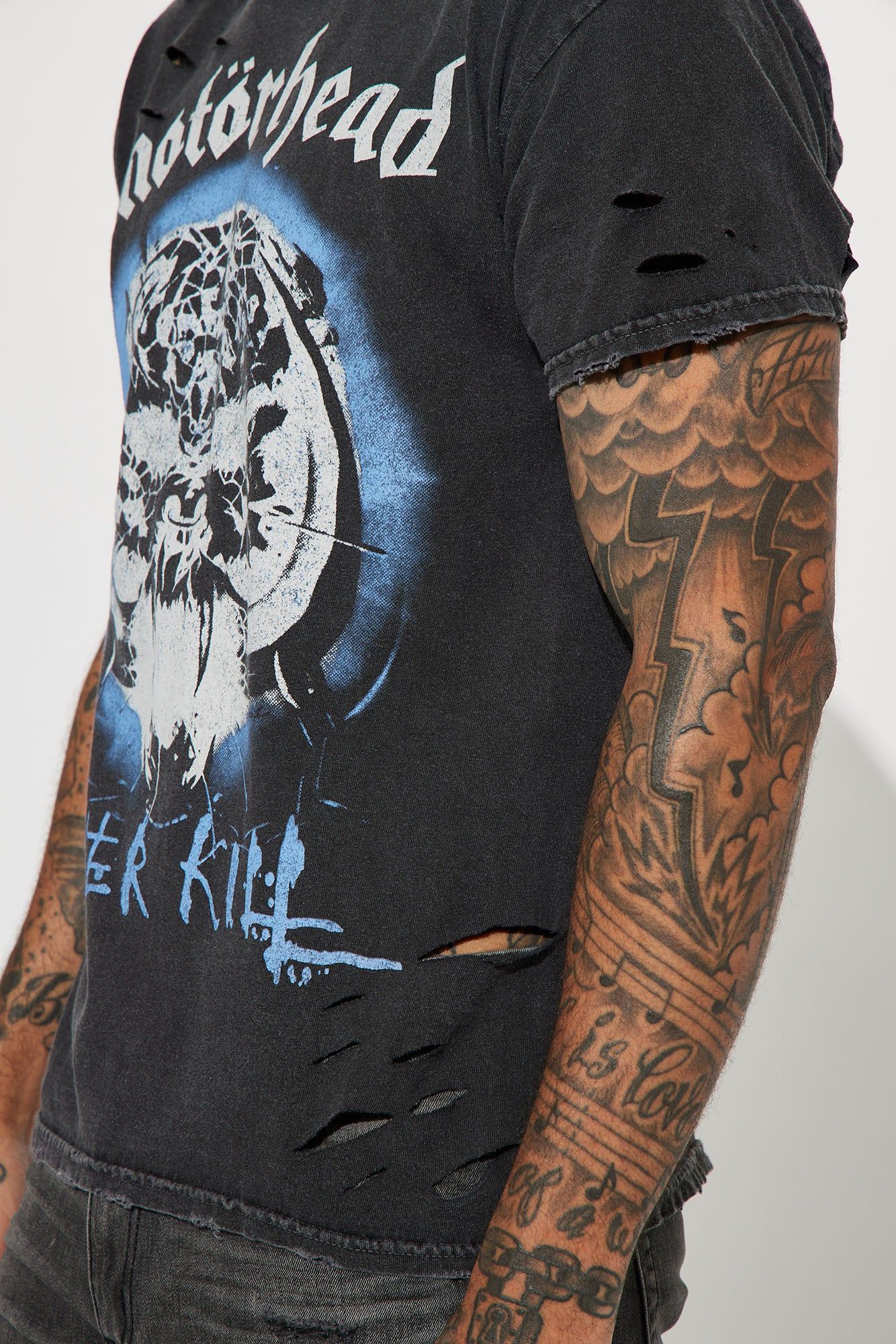 Motorhead Overkill 79 Distressed Short Sleeve Tee - Charcoal sold by Fashion Nova product image thumbnail 4