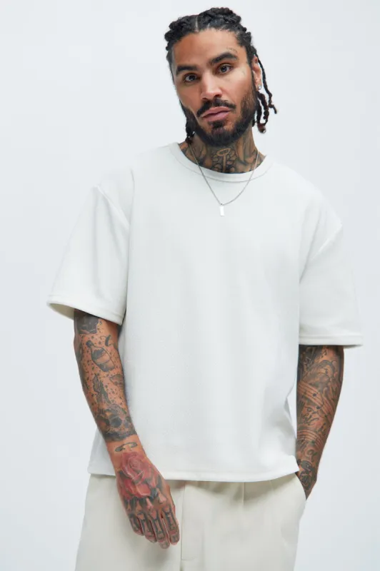 Dudley Textured Relaxed Short Sleeve Tee - Off White sold by Fashion Nova