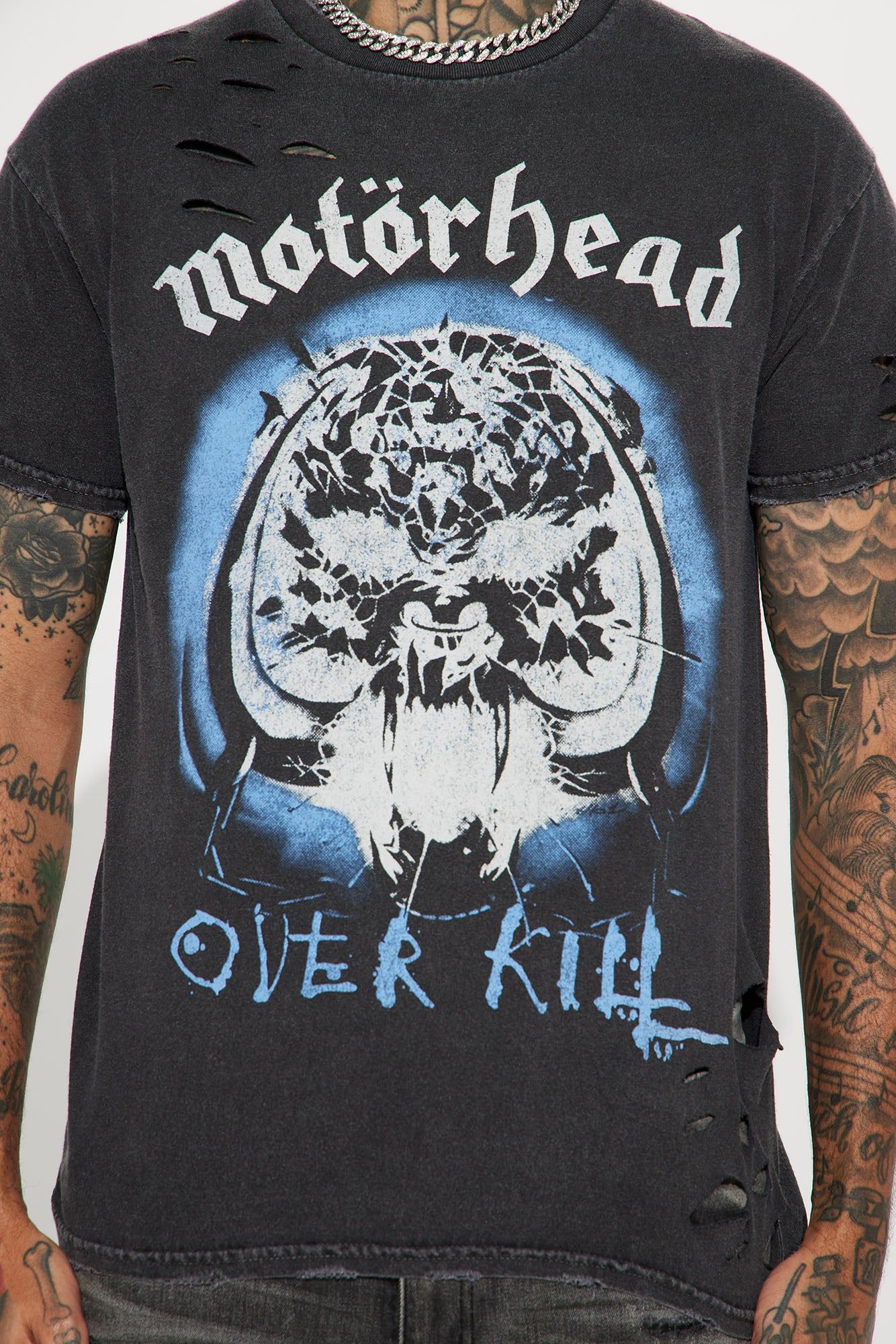 Motorhead Overkill 79 Distressed Short Sleeve Tee - Charcoal sold by Fashion Nova product image thumbnail 3