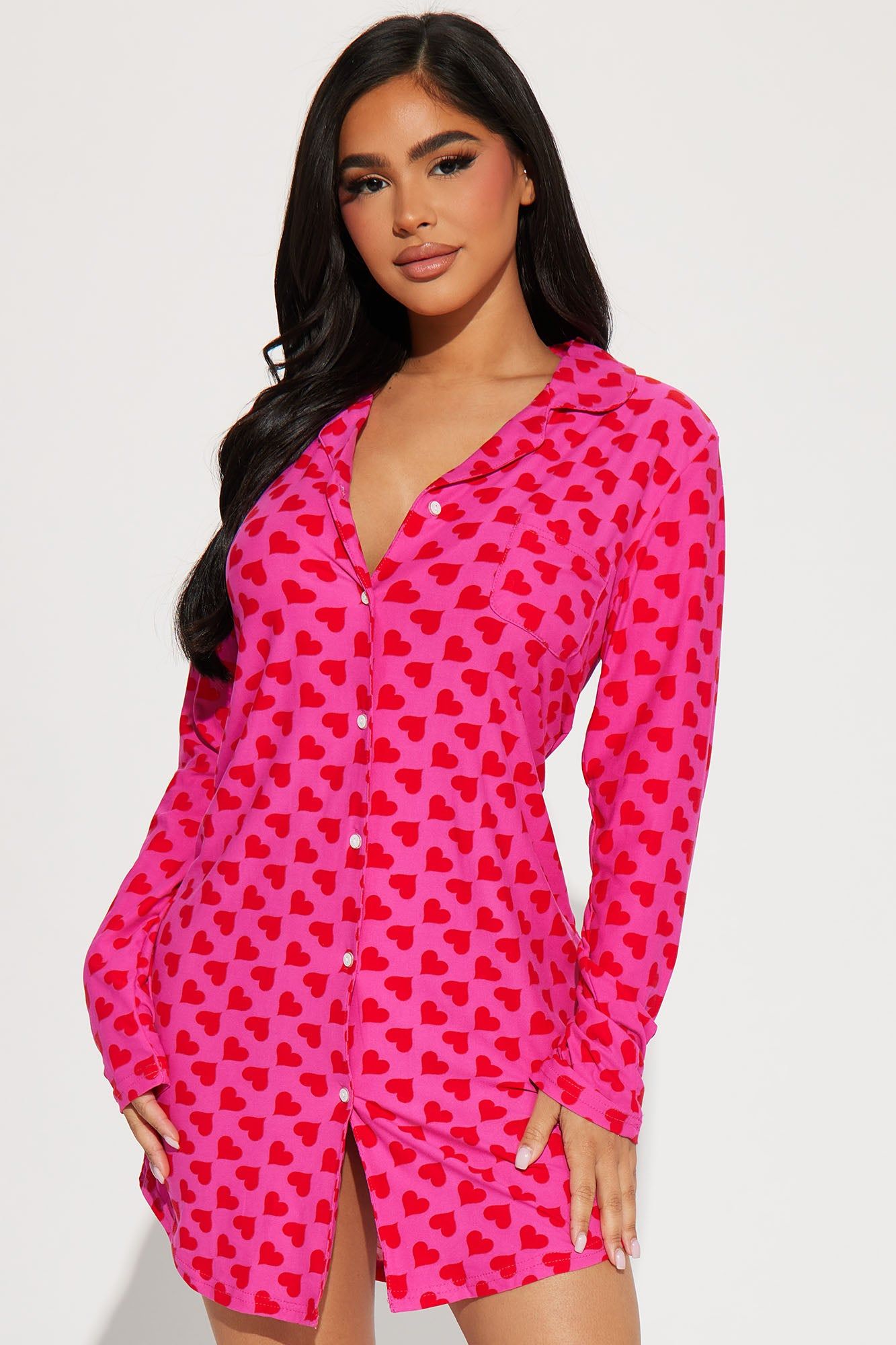 Love This Bed PJ Sleep Shirt - Pink/Pink sold by Fashion Nova