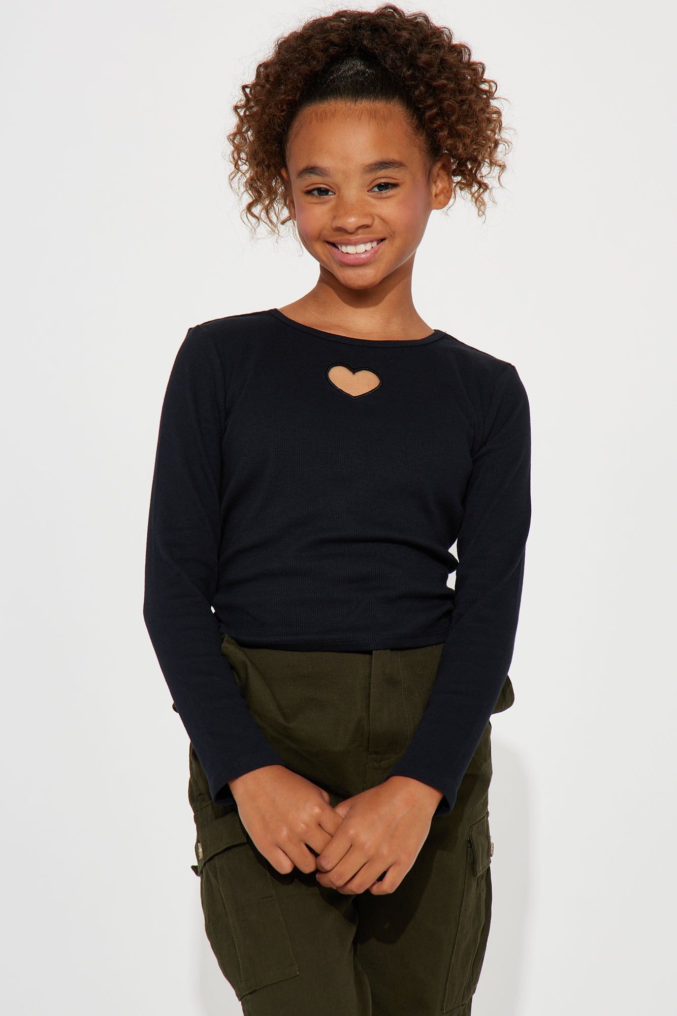 Mini Long Sleeve Knit Cutout Baby Tee - Black sold by Fashion Nova