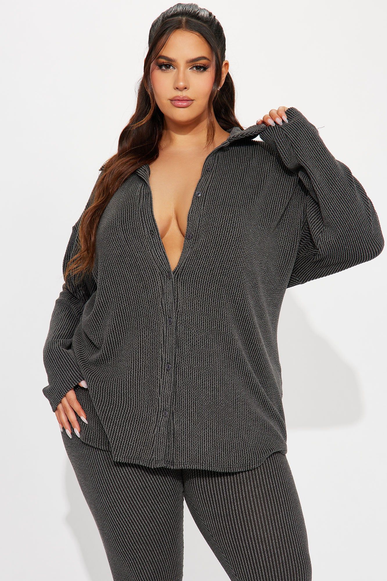 Maddie Ribbed Legging Set - Charcoal sold by Fashion Nova product image thumbnail 5