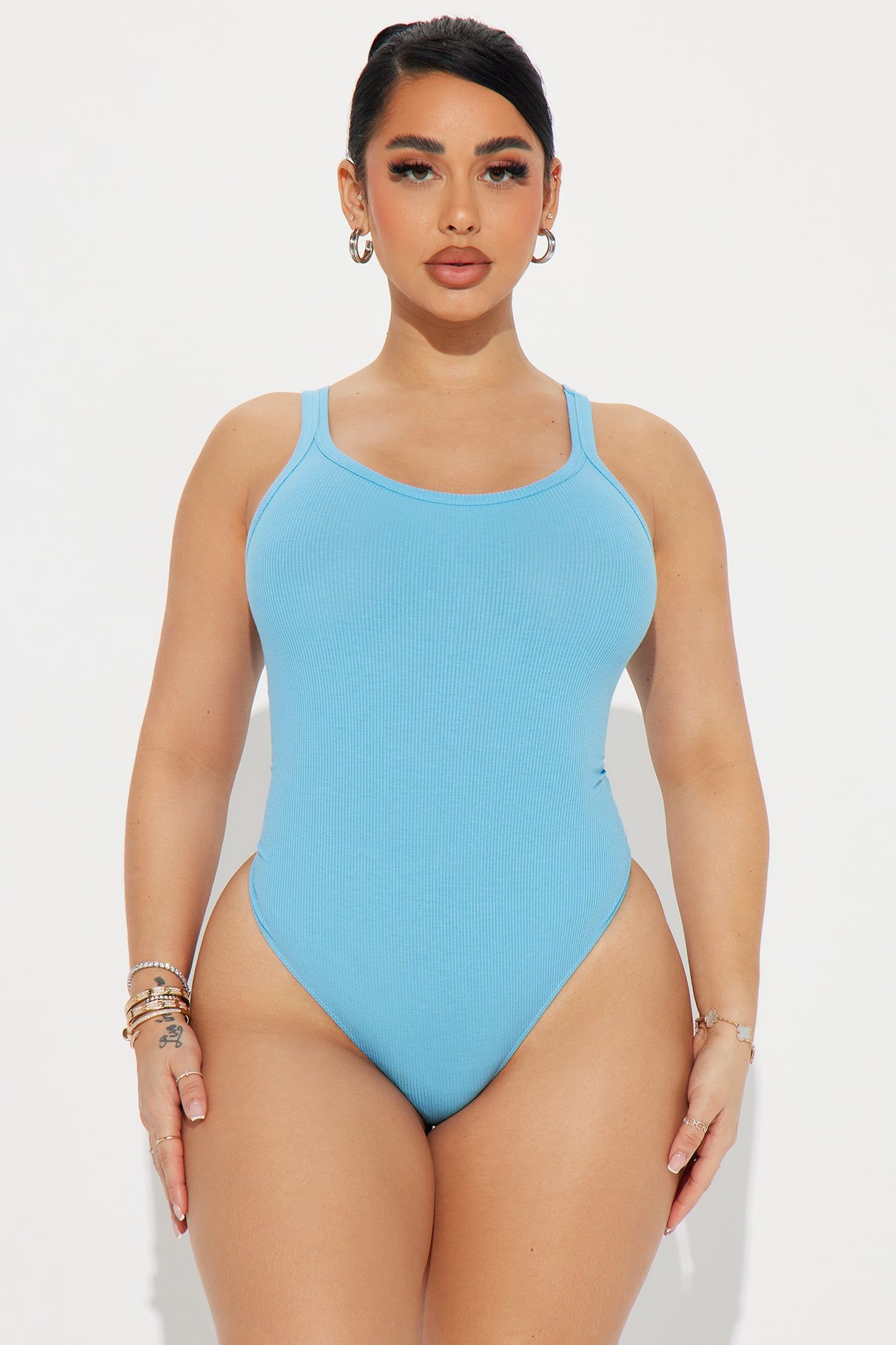 Desiree Scoop Neck Bodysuit - SkyBlue sold by Fashion Nova