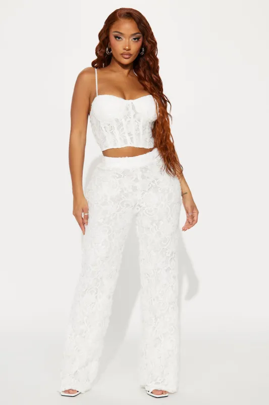Pure Desire Lace Pant Set - White sold by Fashion Nova
