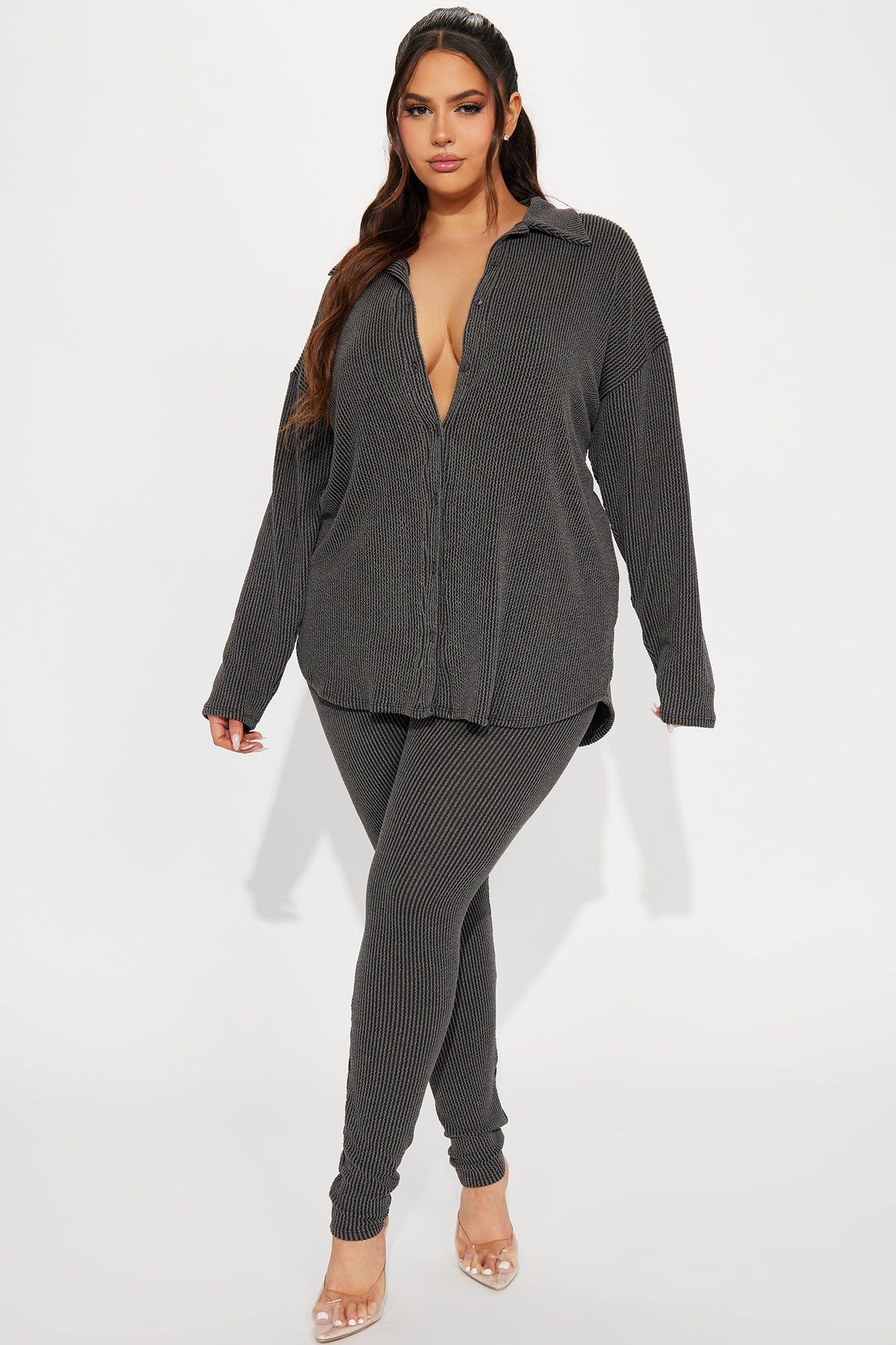 Maddie Ribbed Legging Set - Charcoal sold by Fashion Nova product image thumbnail 4