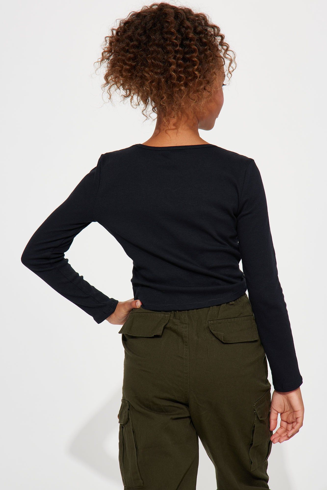 Mini Long Sleeve Knit Cutout Baby Tee - Black sold by Fashion Nova product image thumbnail 4