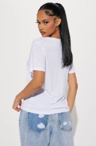 Ava V-Neck Tee - White sold by Fashion Nova