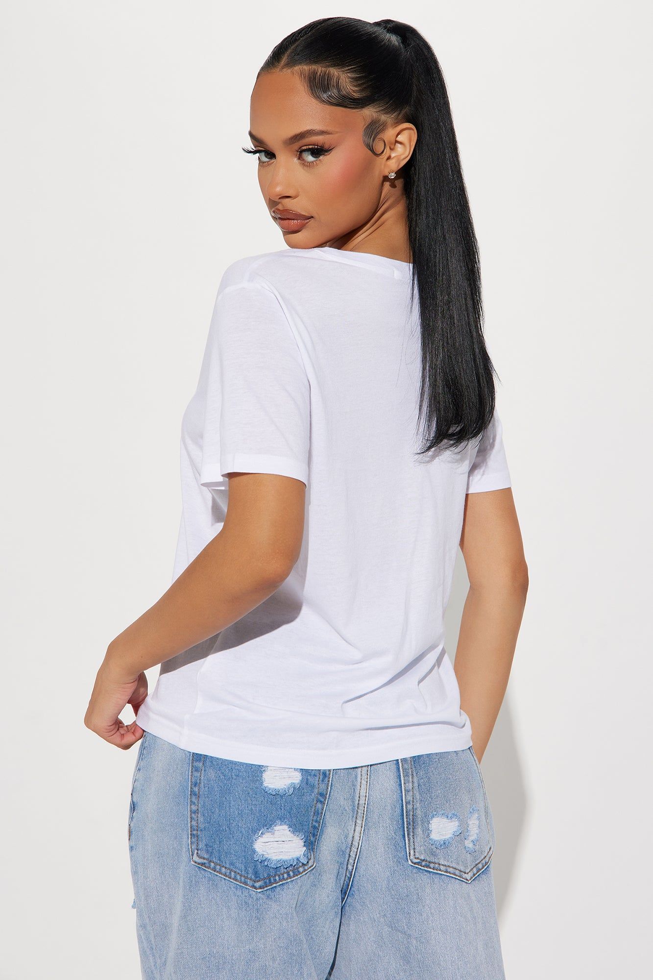 Ava V-Neck Tee - White sold by Fashion Nova product image thumbnail 3