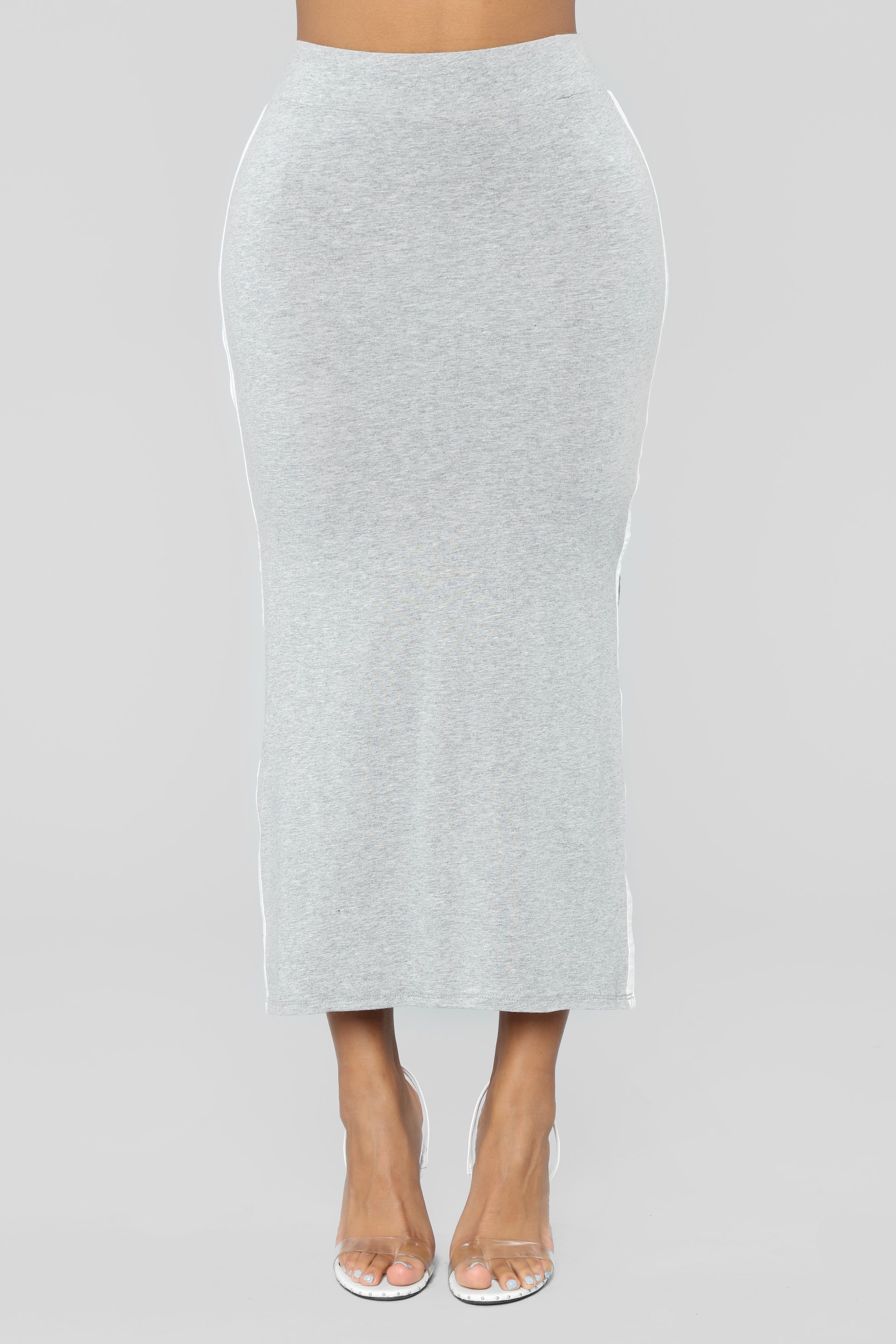 Alessia Side Slit Skirt - Heather Grey sold by Fashion Nova product image thumbnail 4